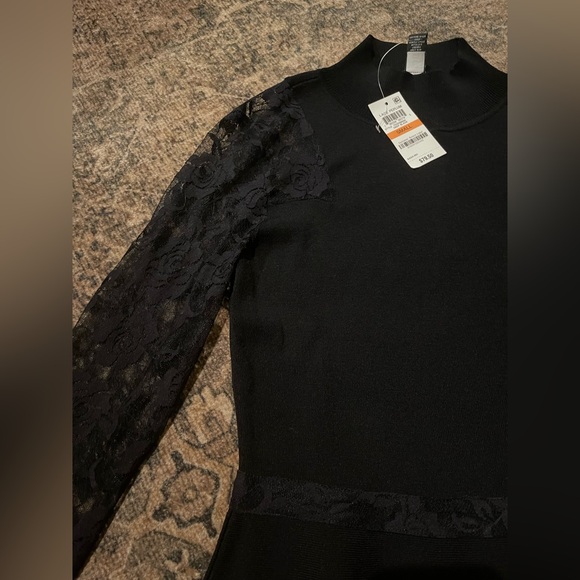 INC International Concepts Black Lace Sleeve Blouse - Picture 7 of 11